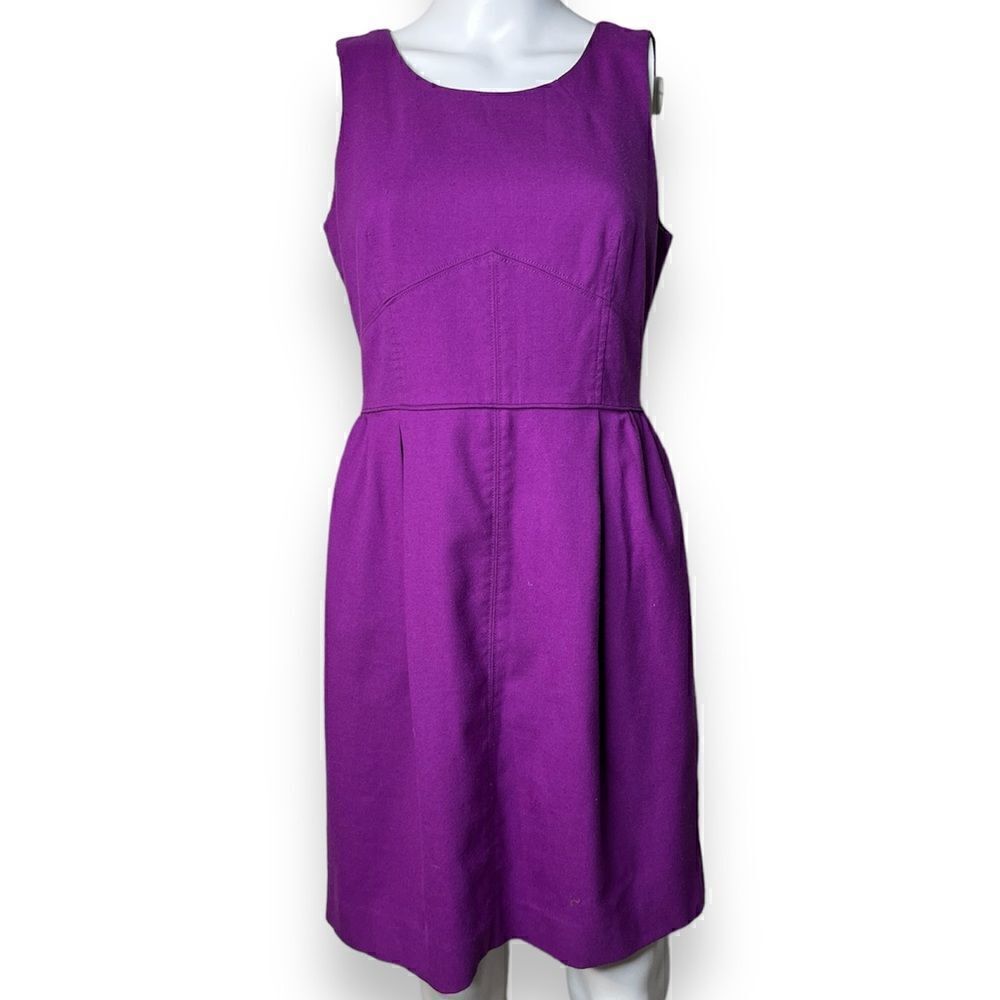J. Crew Wool Knee Length Shift Dress Dark Purple Size 6